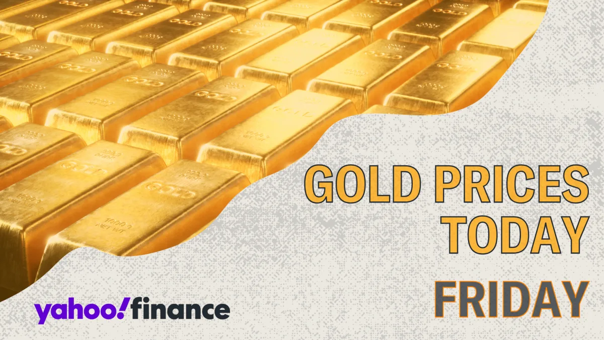 Gold bars and a chart showing flat gold prices before Jackson Hole remarks
