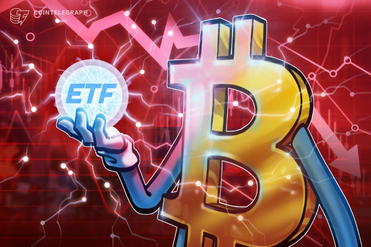Bitcoin ETF performance chart showing outflows and asset totals
