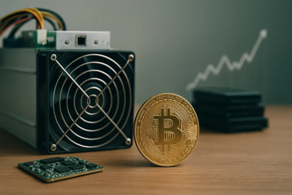 Bitcoin mining setup with ASIC miners and cooling equipment
