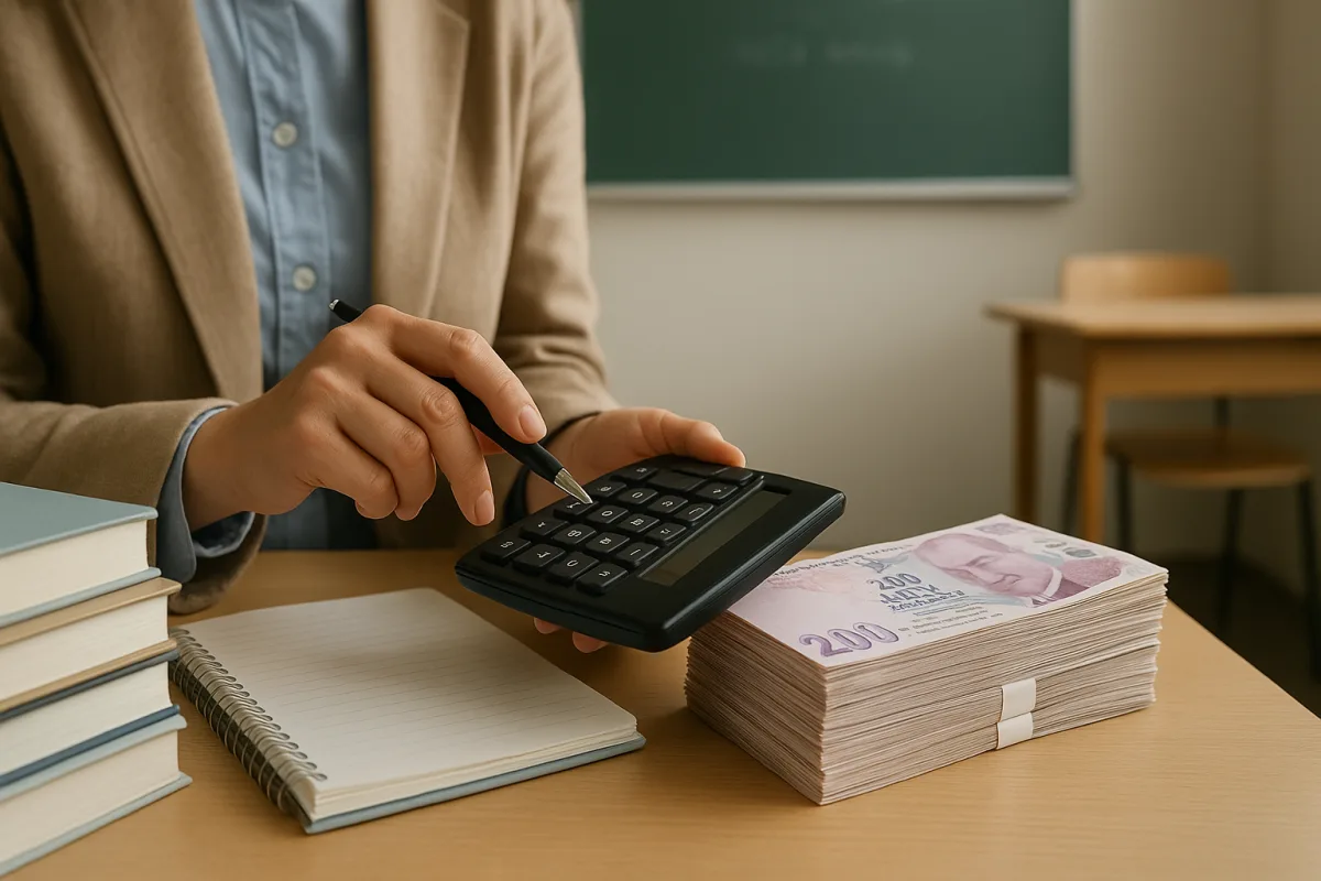 Teacher calculating extra lesson payment based on timetable and duties