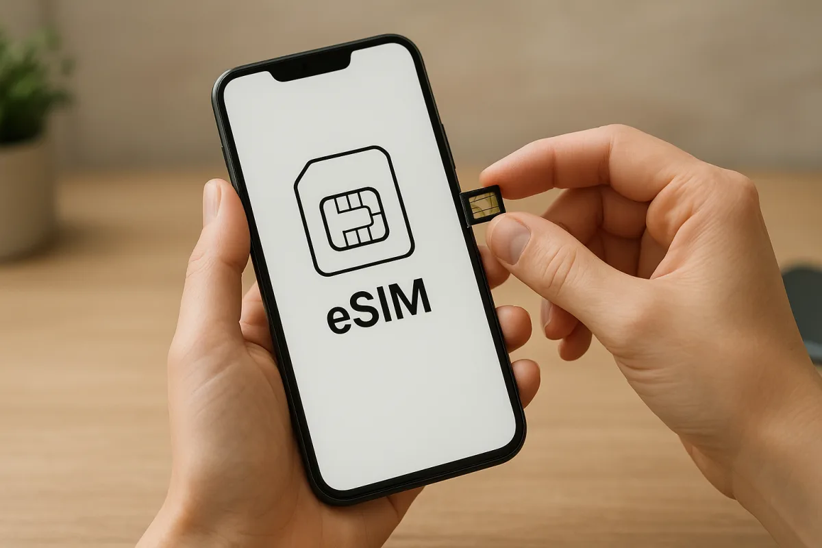 Akıllı telefonda eSIM kurulumu ve dijital hat ayarlarını gösteren temsili görsel