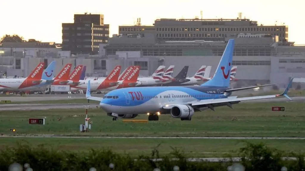 Gatwick Airport terminal entrance during a water outage