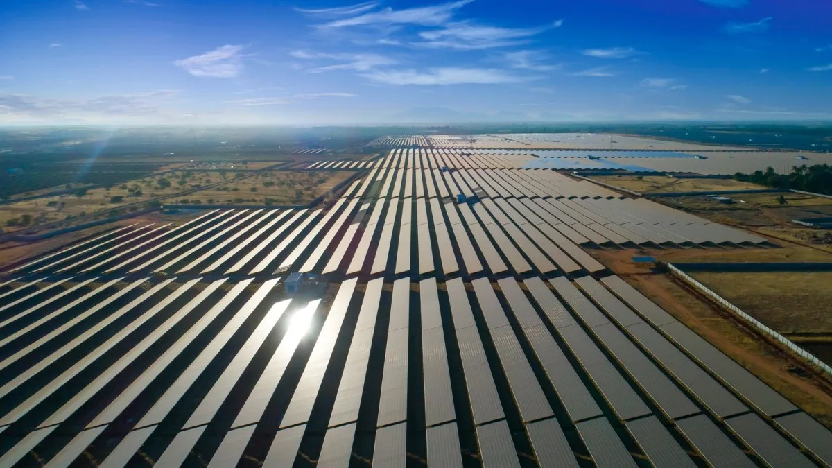 Solar panels at a utility-scale solar power plant