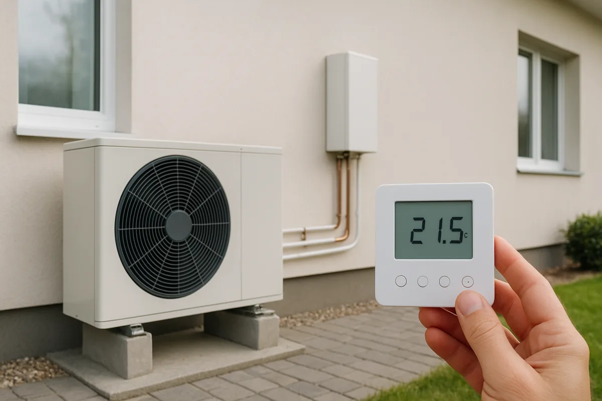 Heat pump unit installed outside a home