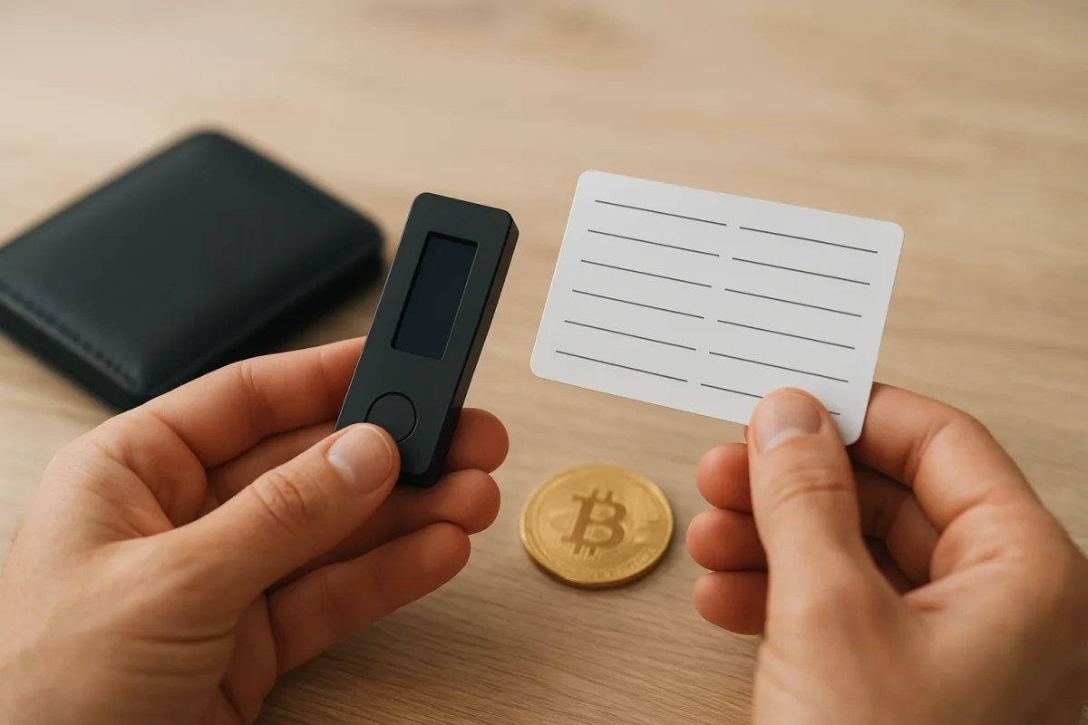 Kripto cüzdan türleri ile kurtarma kelimelerini güvenli saklama yöntemlerini anlatan görsel