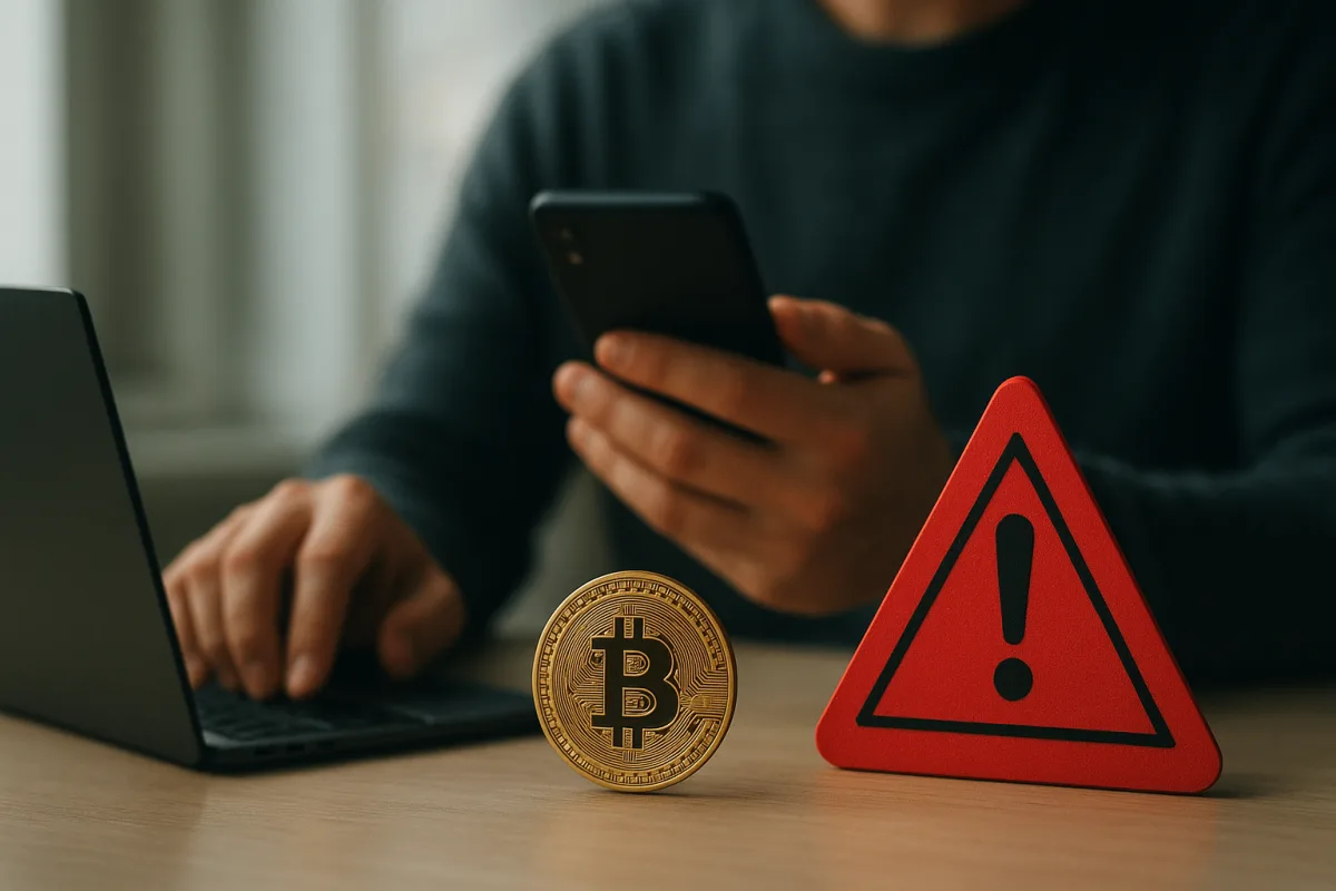 Kripto dolandırıcılığı senaryolarını ve erken uyarı işaretlerini anlatan illüstrasyon