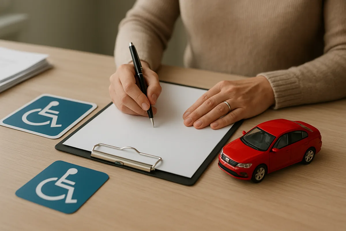 Persona revisando documentos para comprar un coche con exención fiscal