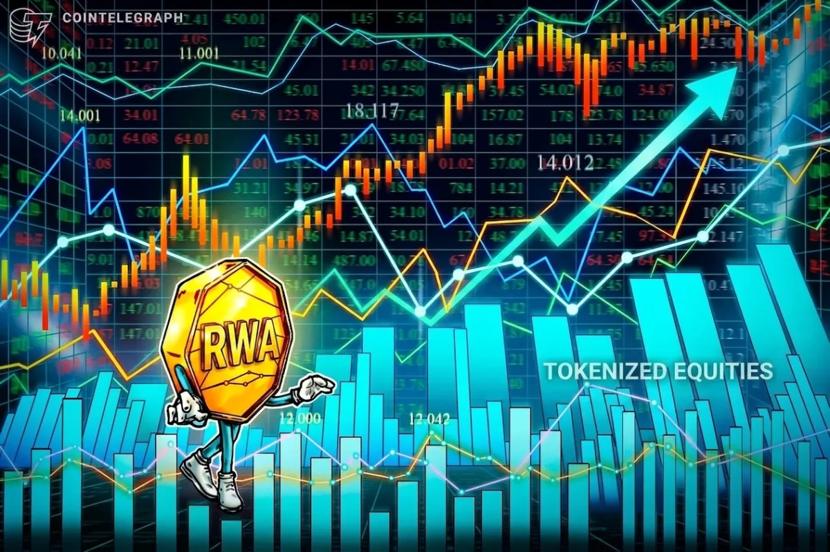 Tokenized stock market growth chart and platform data