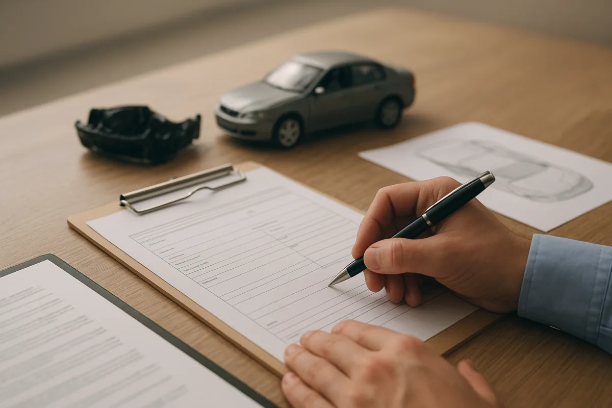 Dossier de demande de dépréciation après un accident de voiture