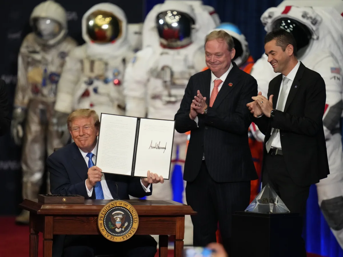 Donald Trump at a NASA event in Texas announcing the U.S. Space Academy