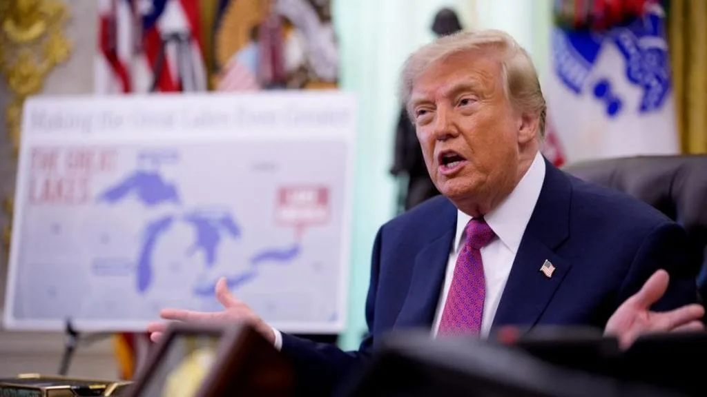 Donald Trump speaking after renaming Ontario Lake as America Lake