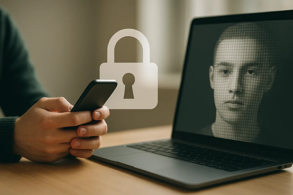 Person checking a phone for signs of an AI-powered scam