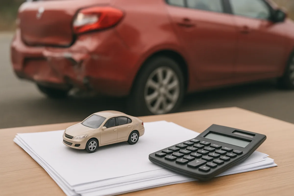 Car owner reviewing documents for diminished value compensation after an accident