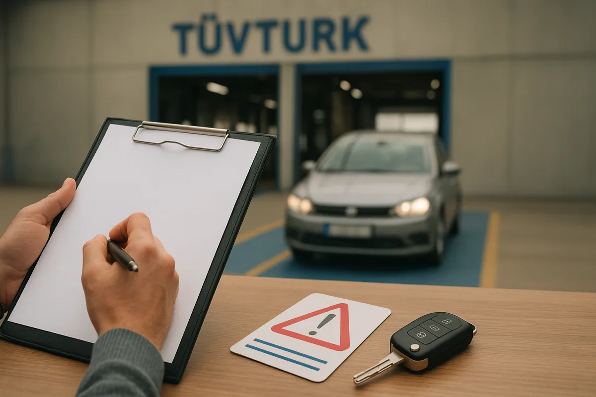Driver preparing documents before a vehicle inspection