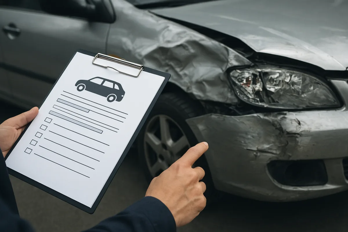 Used car buyer reviewing a vehicle history report