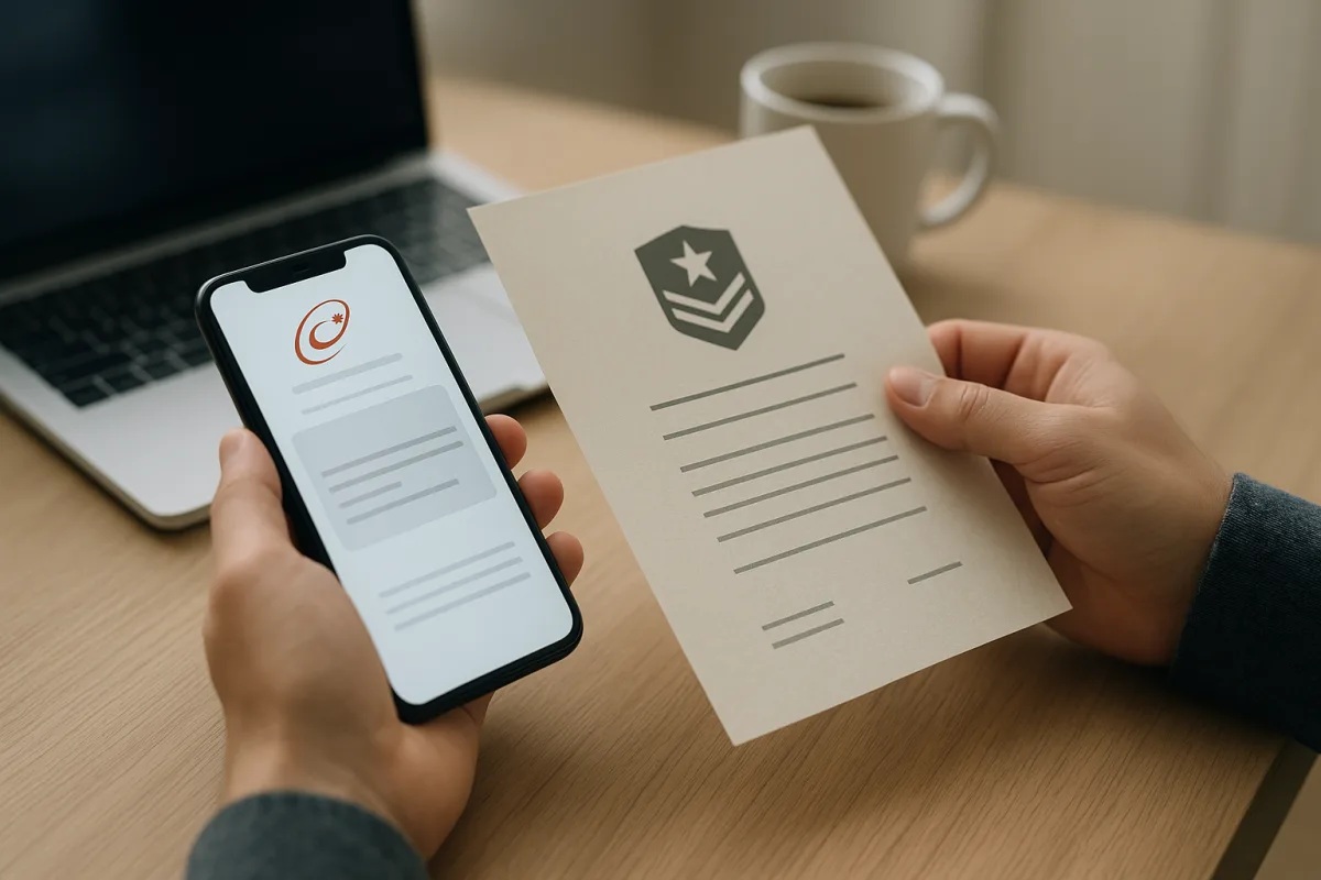Person using e-Devlet to obtain a military status certificate