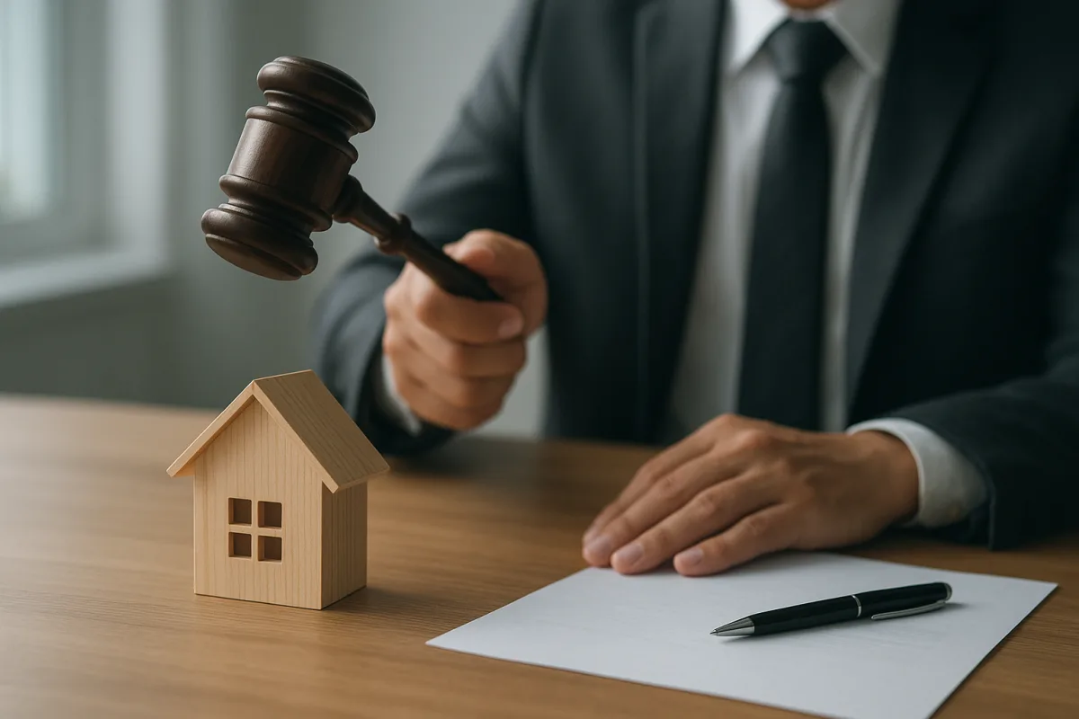 Landlord and tenant discussing an eviction case