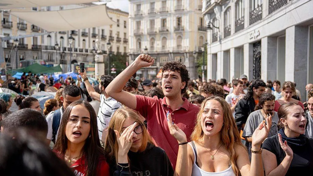 Protesters in Madrid during Spain's housing crisis demonstrations