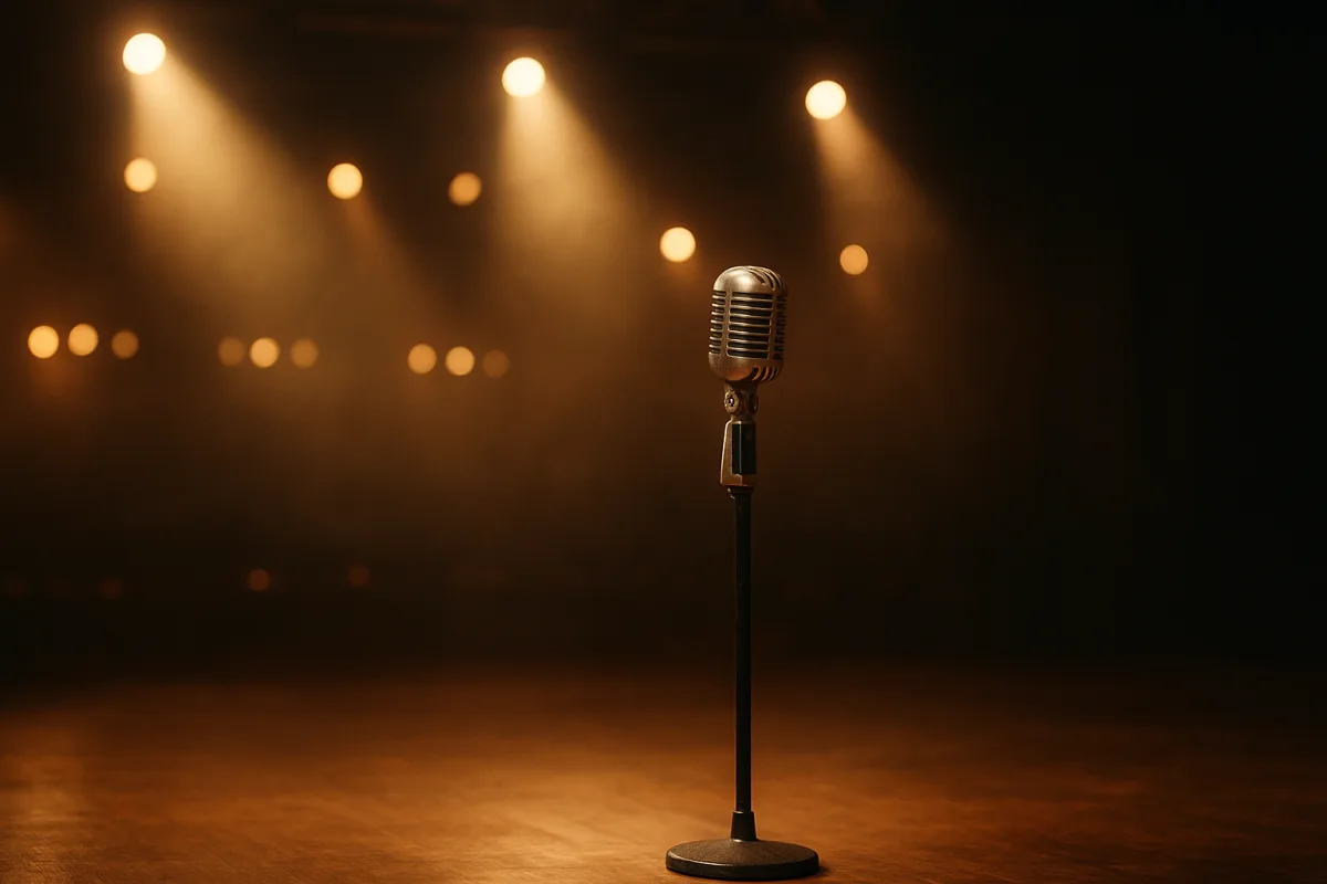 Kâmuran Akkor'un sahne ve müzik kariyerini çağrıştıran portre niteliğinde görsel