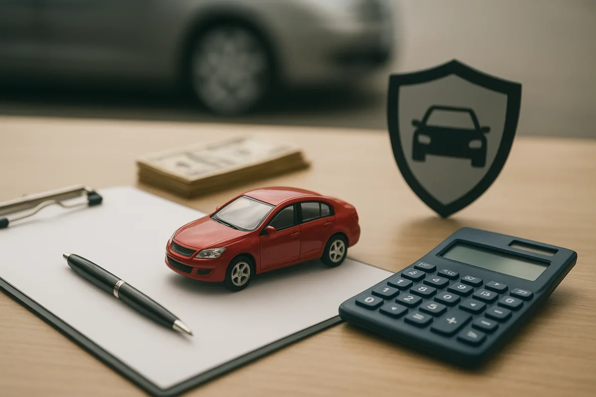 Used car being inspected for market value and insurance reference
