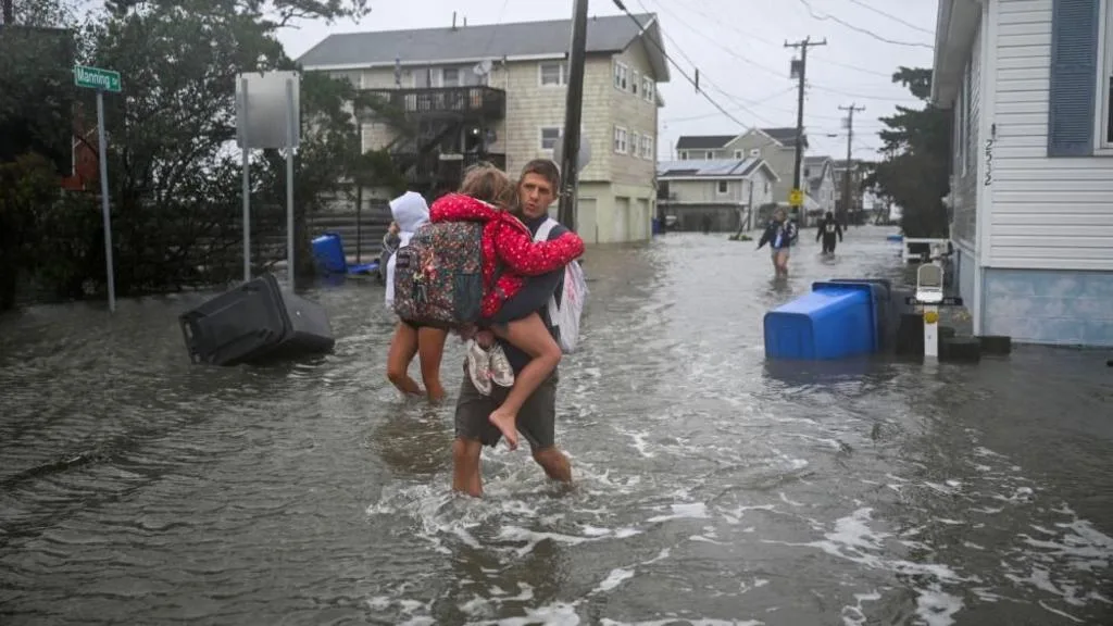 Storm waves and flooding along the New Jersey coast during a nor’easter