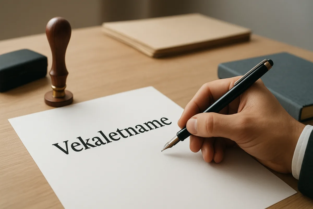 Person signing a notarized power of attorney document at a notary office