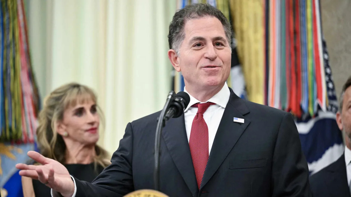 Michael Dell speaking at a Texas event about Trump Account grants
