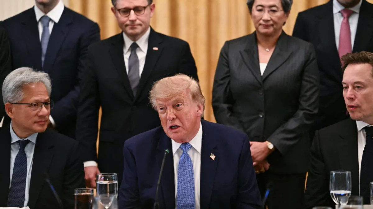 Donald Trump speaking about artificial intelligence at the White House
