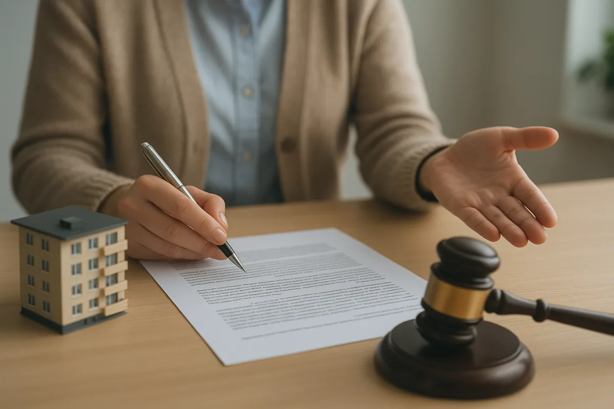 Apartman aidatına itiraz sürecinde belge inceleyen kat maliki ve apartman yönetimi evrakları