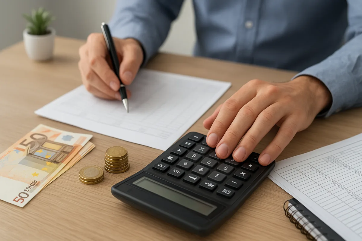 Employer reviewing payroll costs and social security support