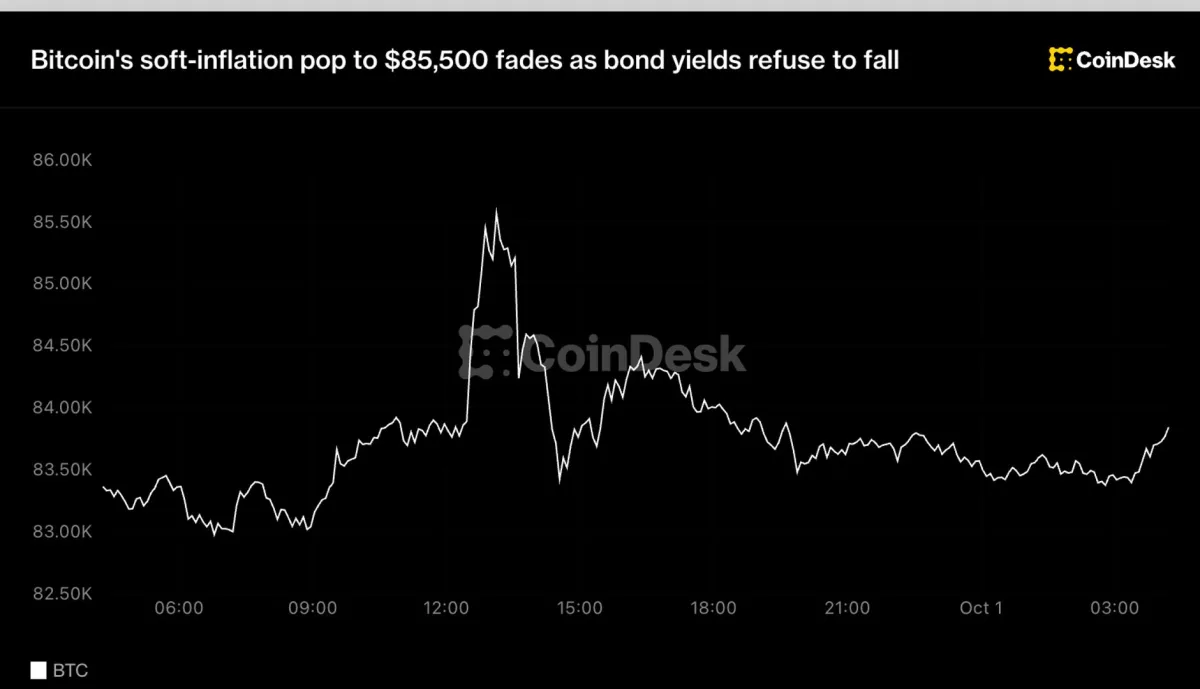Bitcoin chart rising after softer U.S. inflation data