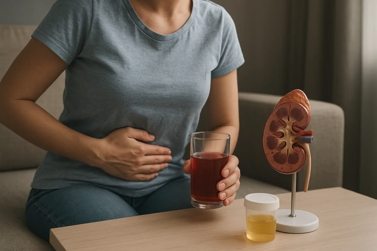 Person holding their lower back in pain, showing kidney stone symptoms