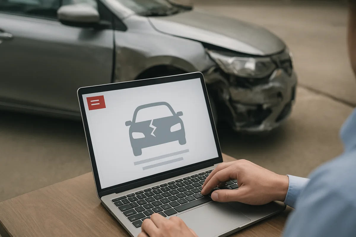 A person checking a car damage record on e-Devlet