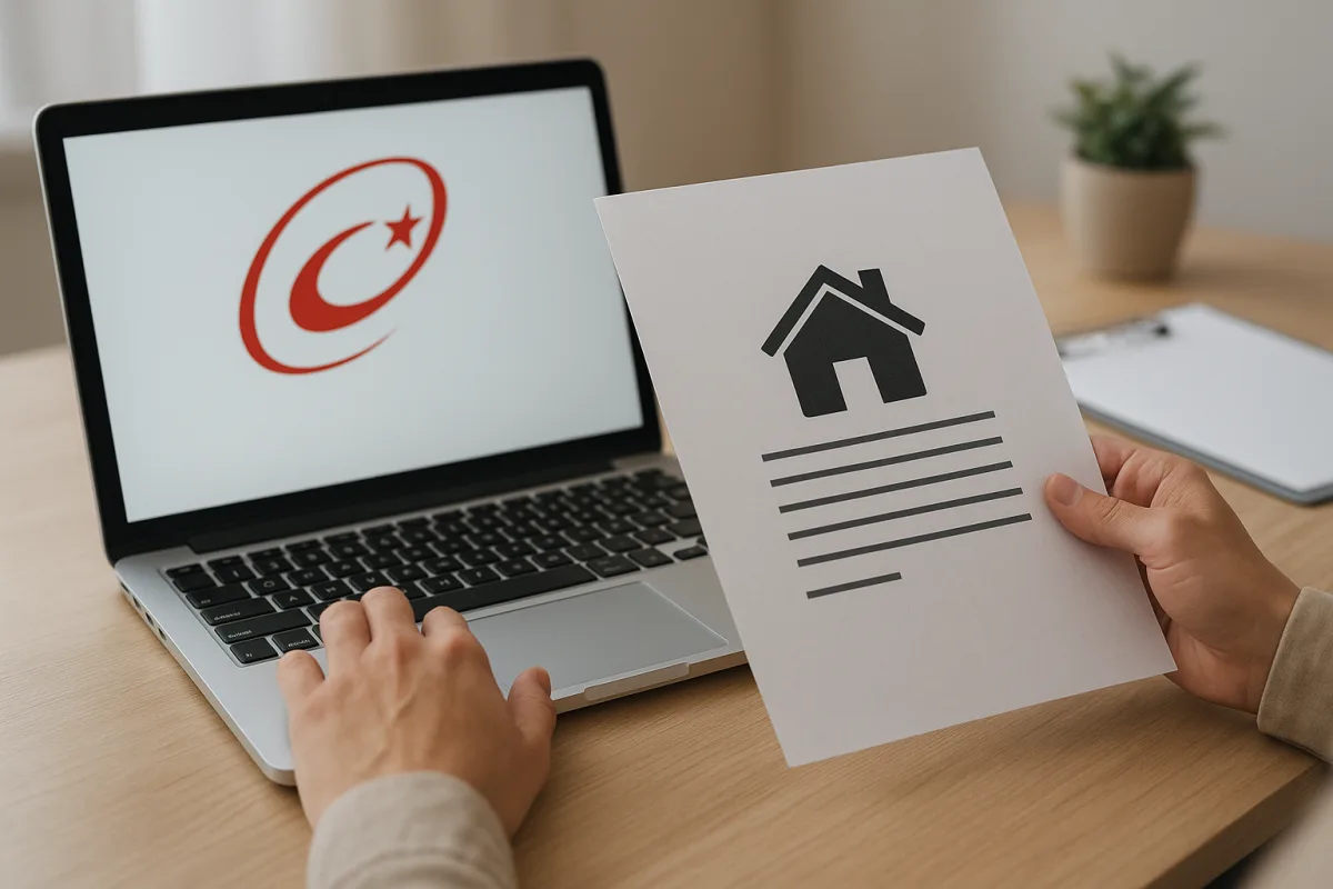 Person viewing a residence certificate application on e-Government