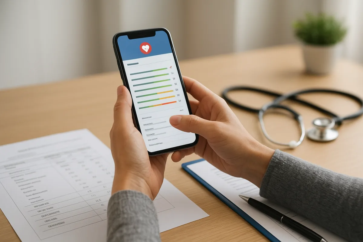 Persona revisando resultados de análisis médicos en e-Nabız