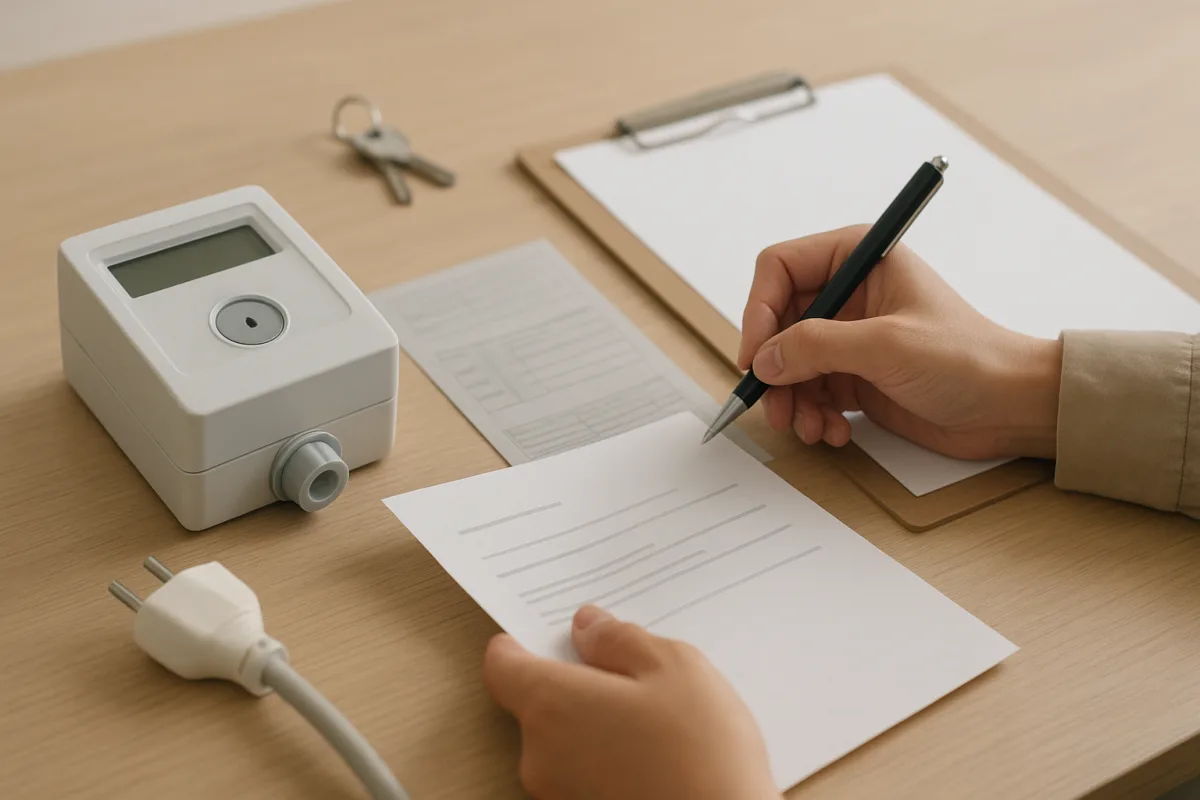 Electricity meter and utility account application documents