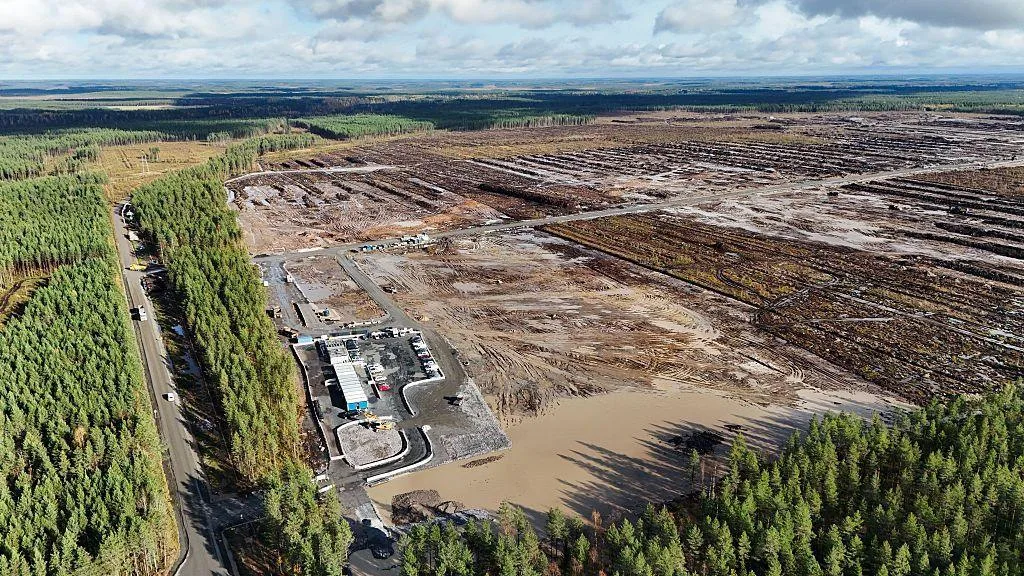 Construction preparations at a Google data center site in Finland