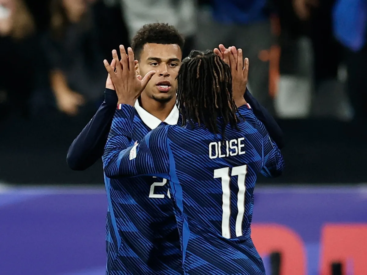 France players celebrate after a late comeback win over Belgium in the UEFA Nations League