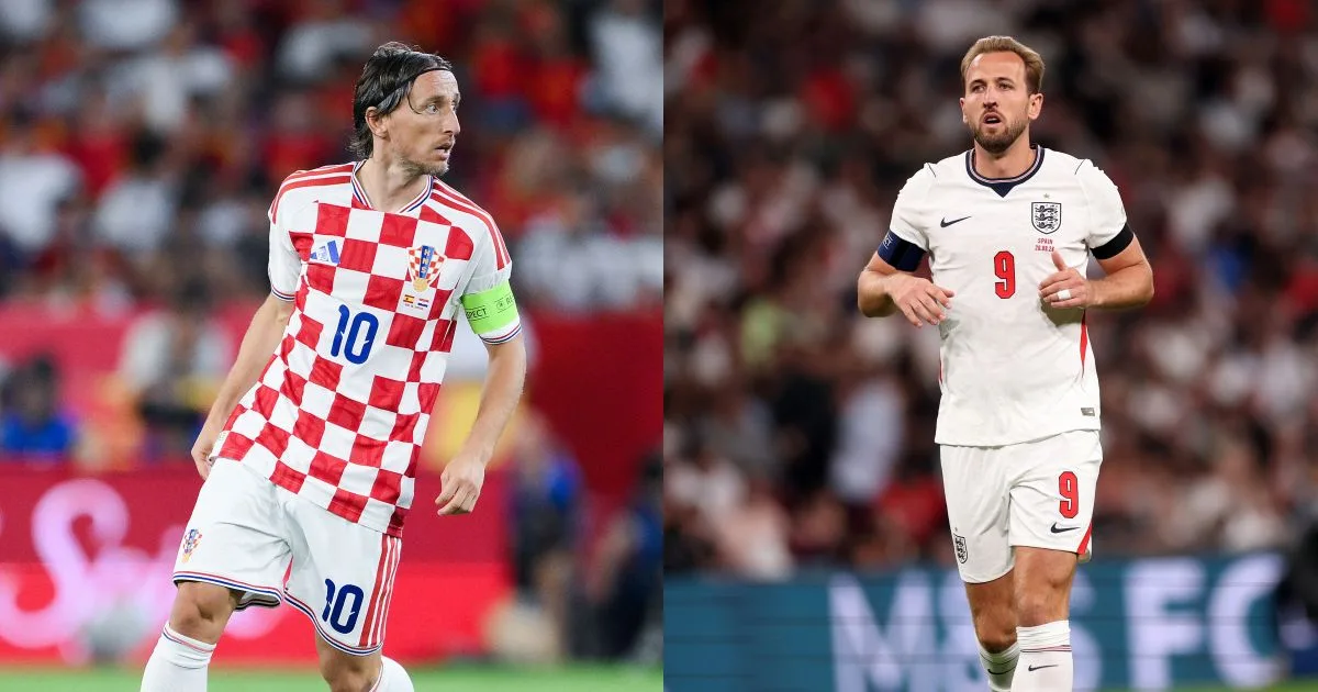 Croatia and England players ahead of the Nations League match in Rijeka