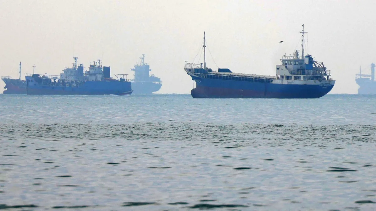 Oil tanker moving through the Strait of Hormuz
