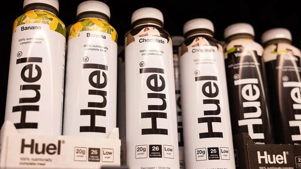 Huel meal-replacement product packaging with a regulatory ban story