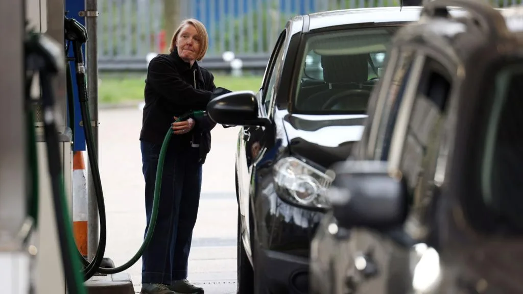 Diesel fuel pumps at a petrol station in the UK