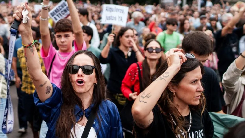 Protesters march in Madrid over Spain’s housing crisis