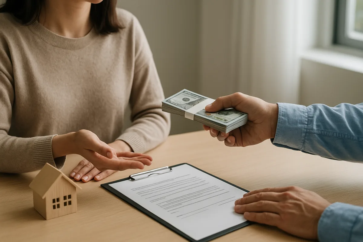 Llaves y contrato de alquiler sobre una mesa