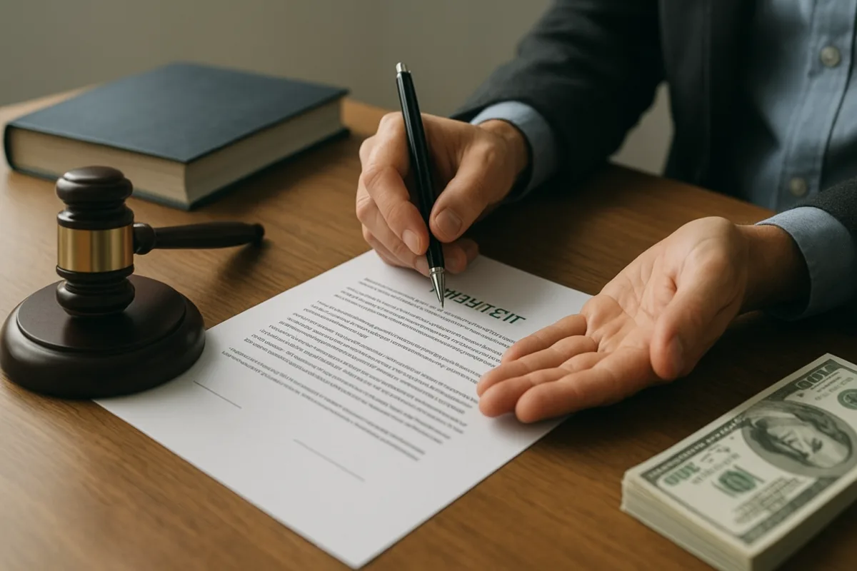 Person signing papers about renouncing an inheritance