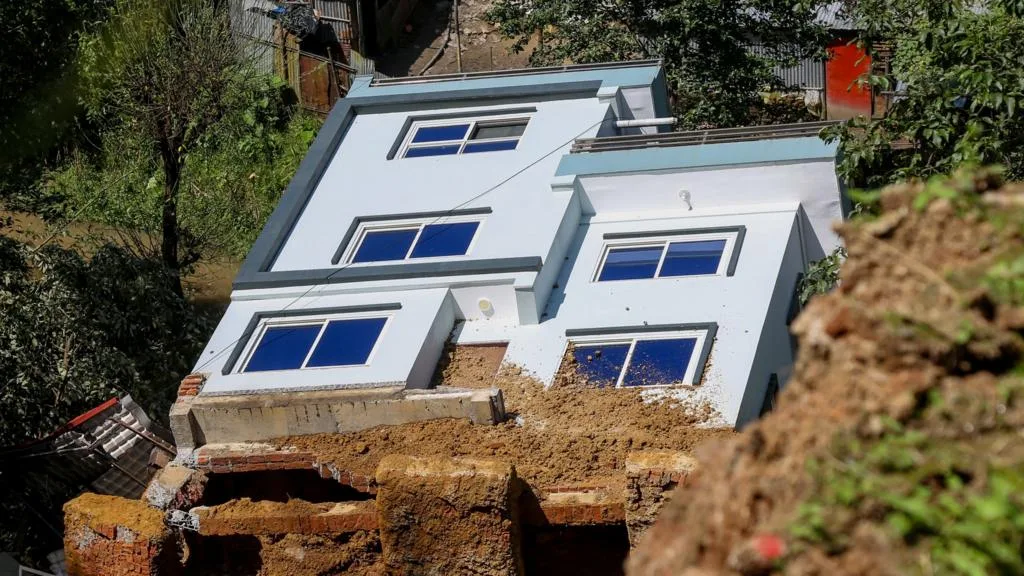 Trekkers being evacuated after landslides and heavy rain in Nepal