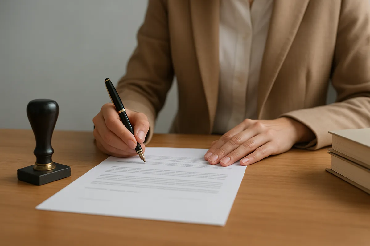 A person signing a notary power of attorney document