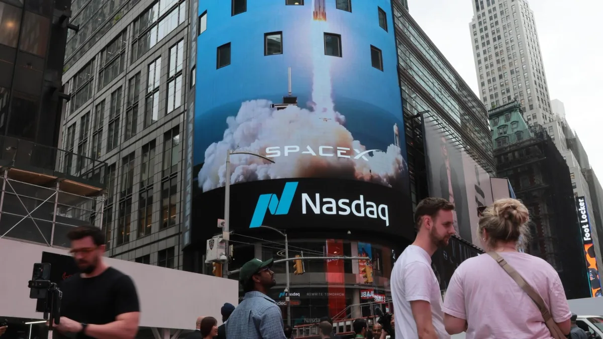 Illustration of tokenized U.S. stocks trading on a blockchain platform