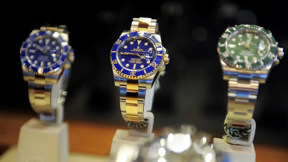 Luxury wristwatches displayed in a watch collection