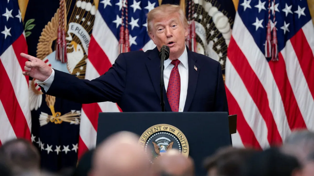 Donald Trump speaking as controversy grows over TV ads